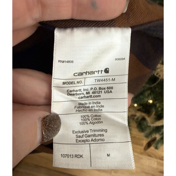 Carhartt Mens Flannel Long Sleeve Plaid Shirt Brown Loose Fit Medium M NWT $49 - Picture 6 of 7